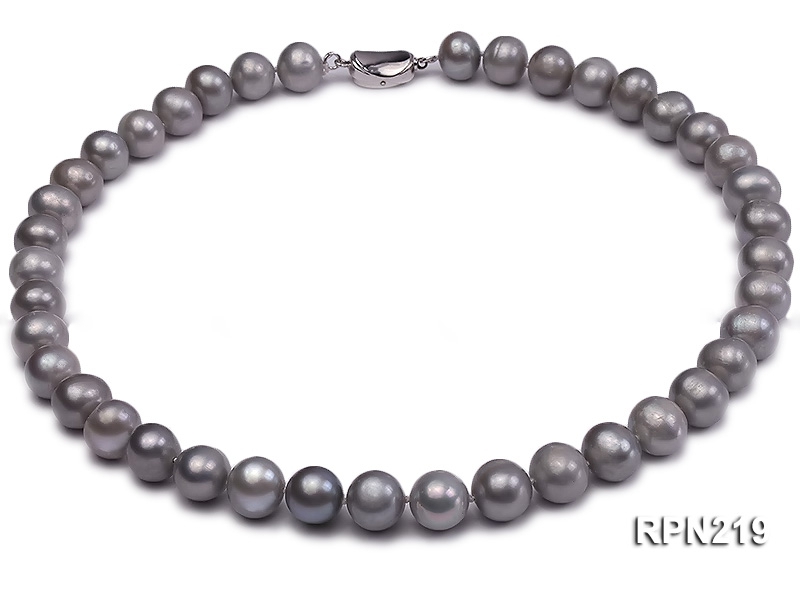 10-11mm Round Grey Freshwater Pearl Necklace