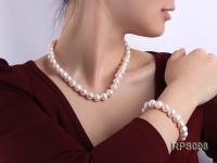 11-12mm white round freshwater pearl necklace and bracelet set