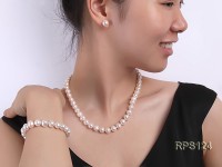 9mm round freshwater pearl necklace,bracelet and earring set