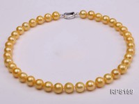 11-12mm yellow round freshwater pearl necklace and earring set