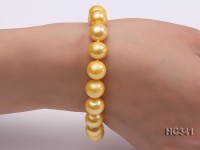 11-12mm yellow round freshwater pearl bracelet