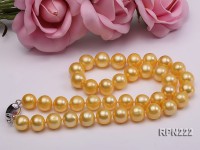 AA-grade 11-12mm Golden Round Freshwater Pearl Necklace