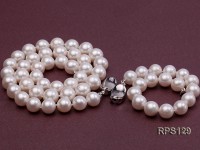 10mm AAA round freshwater pearl necklace and bracelet set