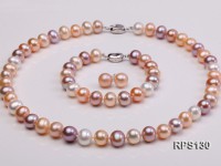 10mm AAA round freshwater pearl necklace,bracelet and earring set