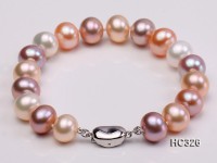 10mm AAA natural white pink and lavender round freshwater pearl bracelet