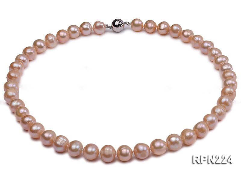 10-11mm Natural Pink Round Freshwater Pearl Necklace