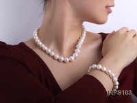 12-13mm round freshwater pearl necklace and bracelet set