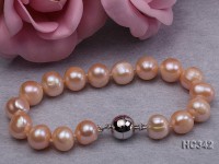 10-11mm pink round freshwater pearl bracelet