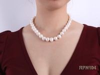 Super-size 12-13mm Classic White Round Freshwater Pearl Necklace