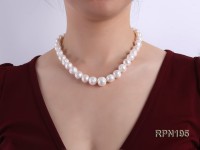 Super-size 12-13mm Classic White Round Freshwater Pearl Necklace