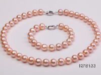 10-10.5mm AAA round freshwater pearl necklace and bracelet set
