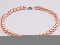 Classic 10-10.5mm AAA Pink Round Cultured Freshwater Pearl Necklace