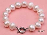 12-13mm white round freshwater pearl bracelet