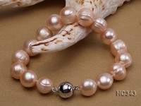 11-12mm pink round freshwater pearl bracelet