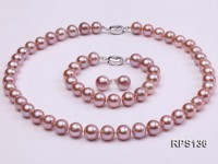 10-10.5mm AAA round freshwater pearl necklace,bracelet and earring set