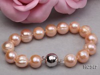 11-12mm pink round freshwater pearl bracelet