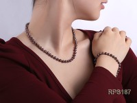 6mm black round freshwater pearl necklaceand bracelet set