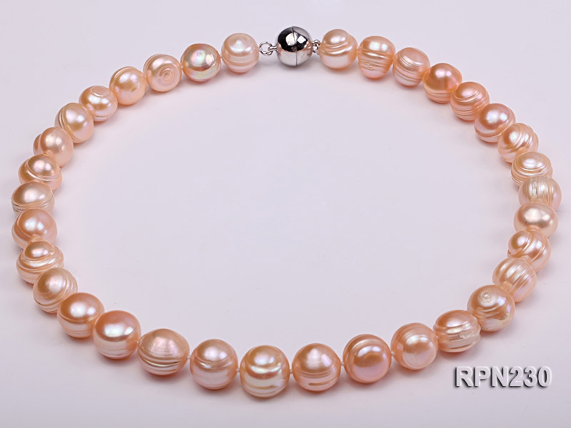 11-12mm Natural Pink Round Freshwater Pearl Necklace