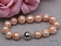 12-13mm pink round freshwater pearl bracelet