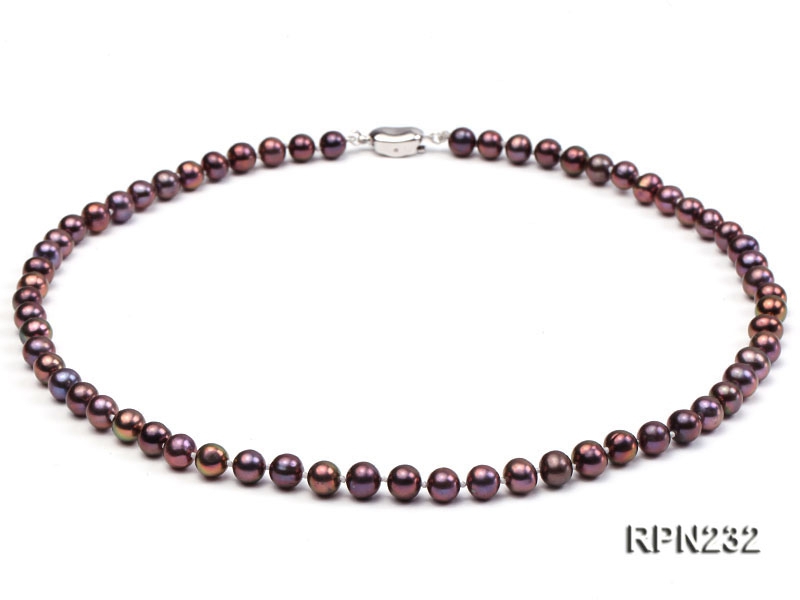 AAA-grade 6mm Deep Purple Round Freshwater Pearl Necklace