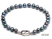 6mm black round freshwater pearl bracelet