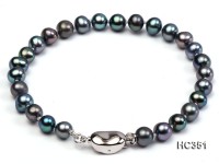 6.5mm black round freshwater pearl bracelet