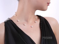 7-8mm White Round Freshwater Pearl Station Necklace
