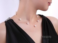 9mm AAA White Round Freshwater Pearl Station Necklace