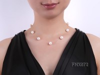 10mm AAA White Round Freshwater Pearl Station Necklace
