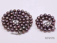 7.5mm black round freshwater pearl necklace and bracelet set
