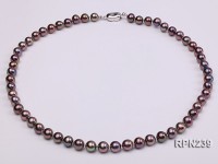 AAA-grade 7.5mm Deep Brown Round Freshwater Pearl Necklace