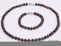 7-8mm AAA round freshwater pearl necklace and bracelet set