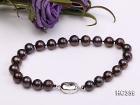 7-8mm  black round freshwater pearl bracelet