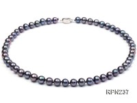 8-8.5mm AAA Black Round Freshwater Pearl Necklace