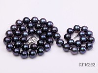 9-10mm AAA Black Round Freshwater Pearl Necklace