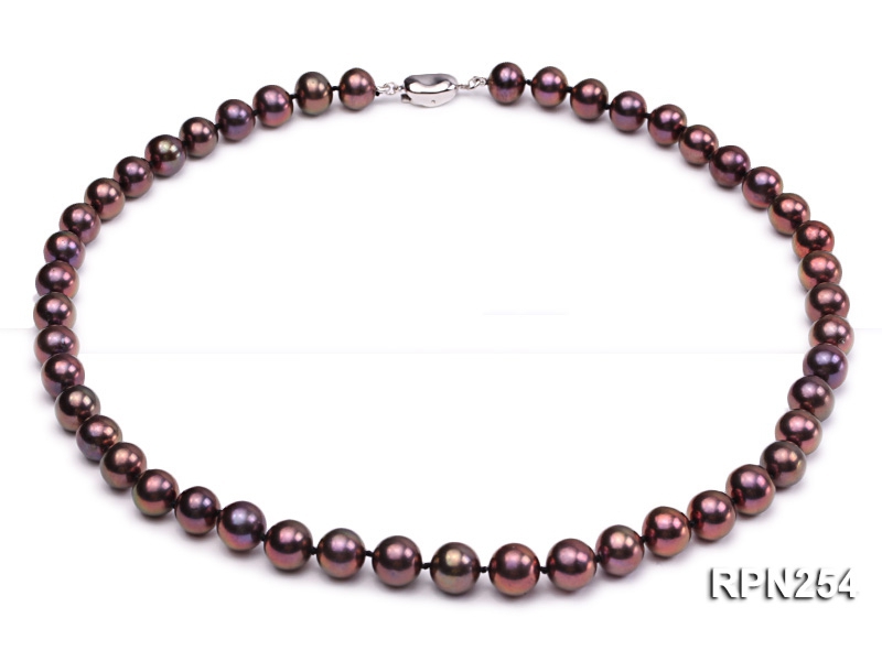Classic 9-10mm AAA Brown Round Cultured Freshwater Pearl Necklace