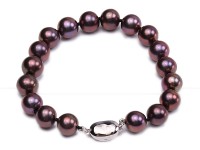 9-10mm AAA dark purple round freshwater pearl bracelet