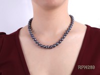 9-10mm AAA Black Round Freshwater Pearl Necklace