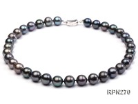 Classic 12mm AAA Black Round Cultured Freshwater Pearl Necklace