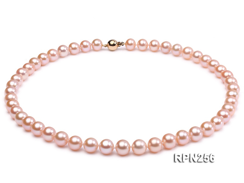Classic 8-9mm AAAAA Pink Round Cultured Freshwater Pearl Necklace