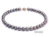 Classic 11mm AAA Black Round Cultured Freshwater Pearl Necklace