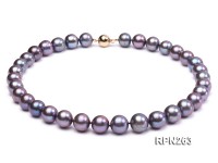 Classic 11-12mm AAA Black Round Freshwater Pearl Necklace
