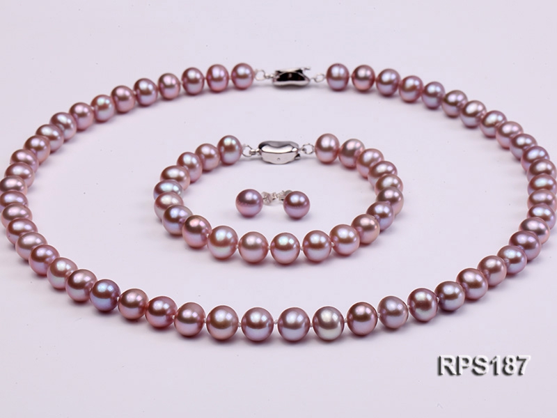 8-9mm AAA round freshwater pearl necklace,bracelet and earring set