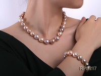 13-14mm Multicolor round freshwater pearl necklace and bracelet