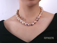 Super-quality AA-grade 13-14mm Multi-color Round Edison Freshwater Pearl Necklace