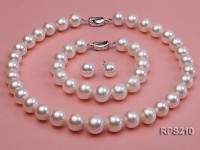 12.5-14.5mm AAA round freshwater pearl necklace,bracelet and earring set