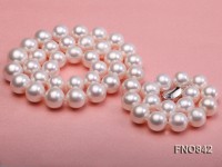 12.5-15mm   white round freshwater pearl necklace