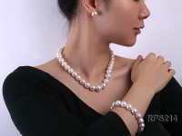 13-14mm AAA round freshwater pearl necklace,bracelet and earring set