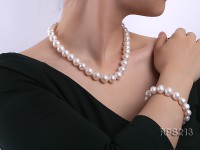 12-13mm white round freshwater pearl necklace and bracelet set