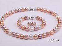 10-11mm AA round freshwater pearl necklace,bracelet and earring set